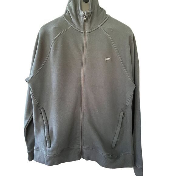 Fabletics Mens Hoodie Jacket Size L Full Zip Black with Pocket Front - Picture 1 of 14